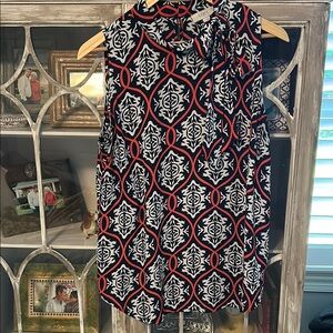 LOFT Sleeveless Blouse with Neck Tie, Size Large